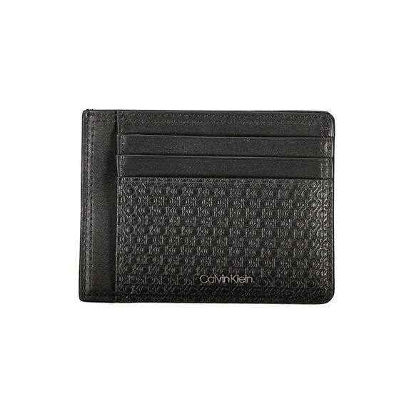 Calvin Klein Sleek Black Leather Coin Purse with Card Men's Holder